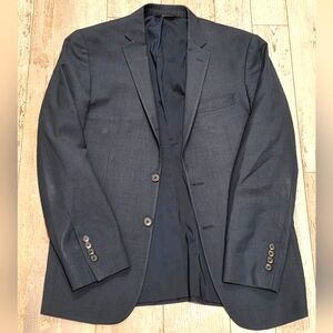 40R Men's Jos. A. Bank Blazer Solid Dark Blue 100% Wool 2 Button Sport Coat Slim